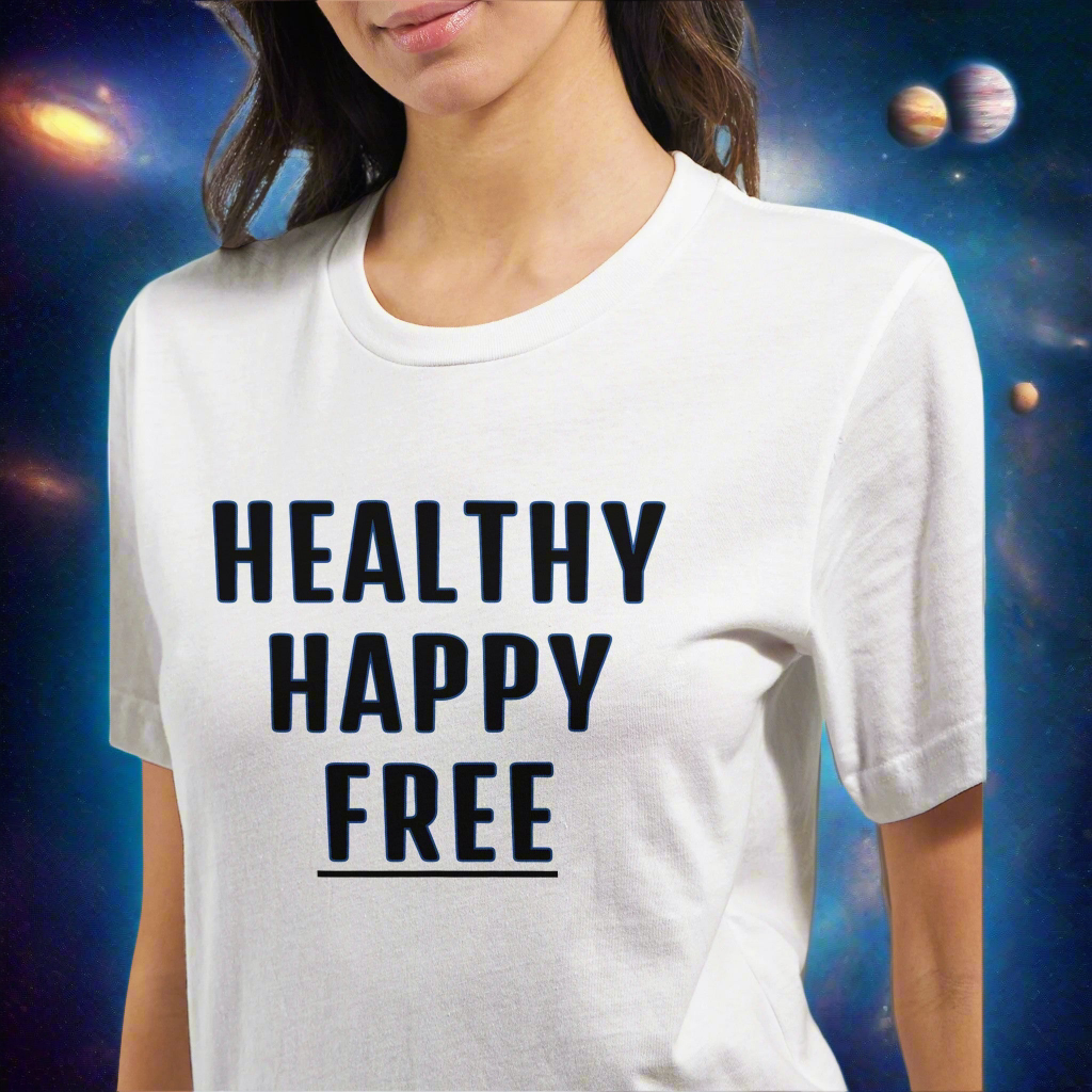 HEALTHY HAPPY FREE.Premium Unisex Crewneck T-shirt | Bella + Canvas 3001
