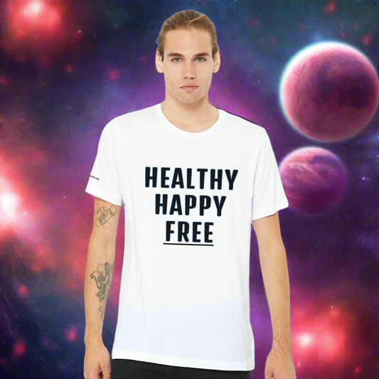 HEALTHY HAPPY FREE.Premium Unisex Crewneck T-shirt | Bella + Canvas 3001