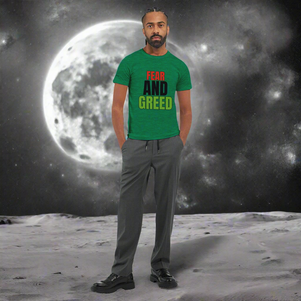 FEAR AND GREED.Premium Unisex Crewneck T-shirt | Bella + Canvas 3001