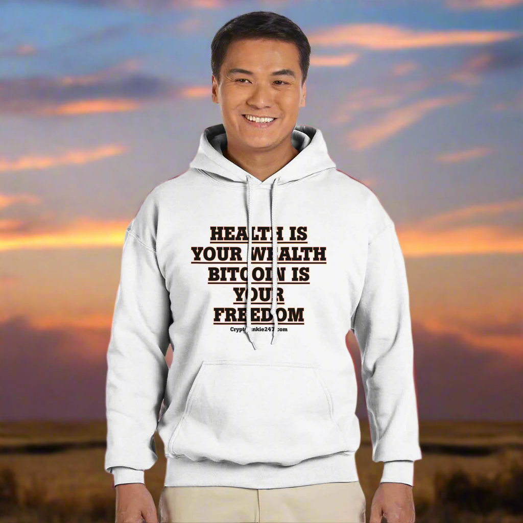 Health is your wealth bitcoin is your freedomClassic Unisex Pullover Hoodie | Gildan® 18500