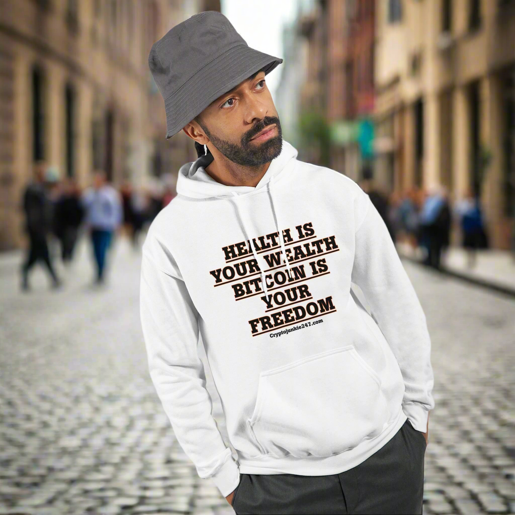 Health is your wealth bitcoin is your freedomClassic Unisex Pullover Hoodie | Gildan® 18500